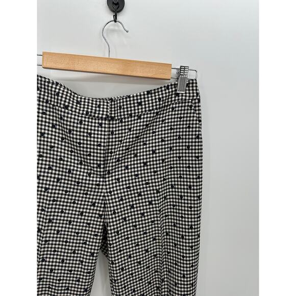 Talbots Dress Pants Women 2 Black White Wool Gingham Polka Dot Bow Ankle Detail - Picture 6 of 9